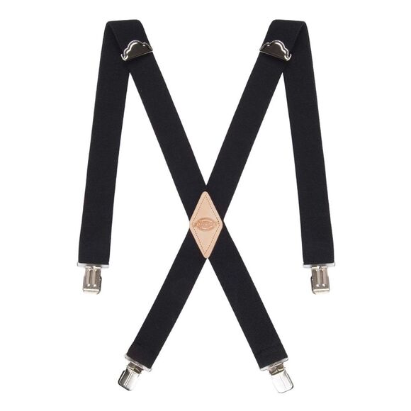 NWT Dickies Men's 1.5” Solid Black Straight Clip Adjustable X Back Suspender OS - Picture 1 of 10
